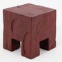 Stools - Hand-Carved Red Wood Stool – Sculptural Accent Seat - LOGNITURE