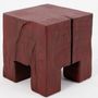 Stools - Hand-Carved Red Wood Stool – Sculptural Accent Seat - LOGNITURE