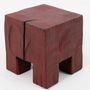 Stools - Hand-Carved Red Wood Stool – Sculptural Accent Seat - LOGNITURE
