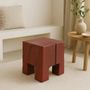 Stools - Hand-Carved Red Wood Stool – Sculptural Accent Seat - LOGNITURE