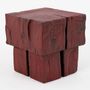 Stools - Handcrafted Red Stool – Sculptural Wood Piece, Logniture - LOGNITURE