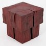 Stools - Handcrafted Red Stool – Sculptural Wood Piece, Logniture - LOGNITURE