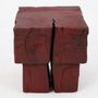Stools - Handcrafted Red Stool – Sculptural Wood Piece, Logniture - LOGNITURE