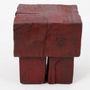 Stools - Handcrafted Red Stool – Sculptural Wood Piece, Logniture - LOGNITURE