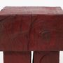 Stools - Handcrafted Red Stool – Sculptural Wood Piece, Logniture - LOGNITURE