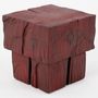 Stools - Handcrafted Red Stool – Sculptural Wood Piece, Logniture - LOGNITURE
