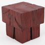 Stools - Handcrafted Red Stool – Sculptural Wood Piece, Logniture - LOGNITURE