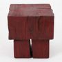 Stools - Handcrafted Red Stool – Sculptural Wood Piece, Logniture - LOGNITURE