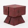 Stools - Red Pedestal Stool – Handcrafted Solid Wood - LOGNITURE