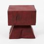 Stools - Red Pedestal Stool – Handcrafted Solid Wood - LOGNITURE