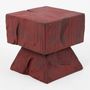 Stools - Red Pedestal Stool – Handcrafted Solid Wood - LOGNITURE