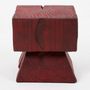 Stools - Red Pedestal Stool – Handcrafted Solid Wood - LOGNITURE