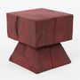 Stools - Red Pedestal Stool – Handcrafted Solid Wood - LOGNITURE
