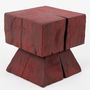 Stools - Red Pedestal Stool – Handcrafted Solid Wood - LOGNITURE