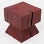 Stools - Red Pedestal Stool – Handcrafted Solid Wood - LOGNITURE