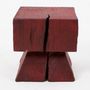 Stools - Red Pedestal Stool – Handcrafted Solid Wood - LOGNITURE