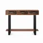 Console table - Natural dyed acacia wood and metal console - GINER Y COLOMER