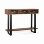 Console table - Natural dyed acacia wood and metal console - GINER Y COLOMER