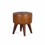 Stools - Round stool covered in bovine leather - GINER Y COLOMER