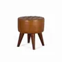 Stools - Round stool covered in bovine leather - GINER Y COLOMER