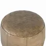 Poufs - Pouf rond recouvert de cuir beige naturel - GINER Y COLOMER