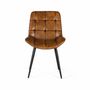 Chairs - Dining room chair upholstered in brown natural leather - GINER Y COLOMER
