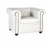 Armchairs - Single-seater Chester armchair covered in natural leather with white finish - GINER Y COLOMER