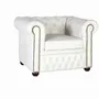 Armchairs - Single-seater Chester armchair covered in natural leather with white finish - GINER Y COLOMER