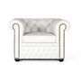 Armchairs - Single-seater Chester armchair covered in natural leather with white finish - GINER Y COLOMER