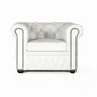Armchairs - Single-seater Chester armchair covered in natural leather with white finish - GINER Y COLOMER