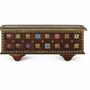 Storage boxes - Mango cherry wood chest with bronze and ceramic - GINER Y COLOMER