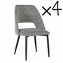 Chaises - Lot de 4 chaises en tissu gris et métal - GINER Y COLOMER