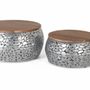 Tables basses - Lot de 2 tables en manguier et aluminium - GINER Y COLOMER