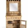 Buffets - Casier à vin en bois de manguier avec miroir central - GINER Y COLOMER