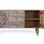 Sideboards - Mango wood sideboard with two carved side doors - GINER Y COLOMER