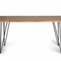 Tables Salle à Manger - Table à manger en bois d'acacia naturel et pieds en métal 6 places - GINER Y COLOMER