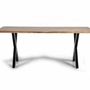 Dining Tables - Dining table in natural acacia wood and black metal legs - GINER Y COLOMER