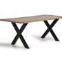 Tables Salle à Manger - Table en bois d'acacia et pieds en métal couleur naturelle - GINER Y COLOMER