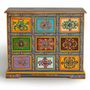 Commodes - Commode en bois de manguier avec détails multicolores peints à la main - GINER Y COLOMER