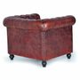 Fauteuils - Fauteill "Chester" en cuir marron materassé - GINER Y COLOMER