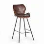 Tabourets - Lot de 2 tabourets en cuir naturel avec pieds en métal - GINER Y COLOMER