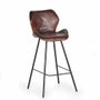 Tabourets - Lot de 2 tabourets en cuir naturel avec pieds en métal - GINER Y COLOMER