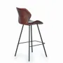 Tabourets - Lot de 2 tabourets en cuir naturel avec pieds en métal - GINER Y COLOMER