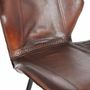 Tabourets - Lot de 2 tabourets en cuir naturel avec pieds en métal - GINER Y COLOMER