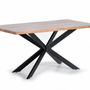 Dining Tables - Dining table in natural acacia wood and black metal legs - GINER Y COLOMER