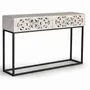 Console table - Mango wood console and black and white aged metal legs - GINER Y COLOMER