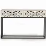 Console table - Mango wood console and black and white aged metal legs - GINER Y COLOMER