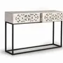 Console table - Mango wood console and black and white aged metal legs - GINER Y COLOMER