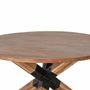 Tables Salle à Manger - Table à manger ronde en bois d'acacia naturel et pieds en métal noir - GINER Y COLOMER
