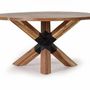 Tables Salle à Manger - Table à manger ronde en bois d'acacia naturel et pieds en métal noir - GINER Y COLOMER